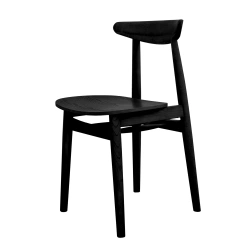 Chaise de salle à manger en bois massif Biju | Frêne teinté noir