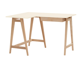 LUKA Ashwood Corner Desk W115 x D85cm Chalk White Left Side