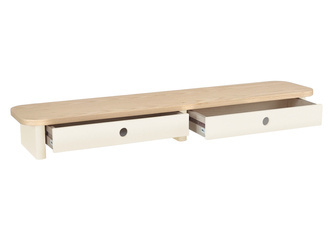 JUBI 109cm Monitor stand with Drawers Ash Chalk White