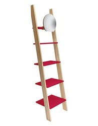 ASHME Ladder Shelf with Mirror 45x35x180cm - Red