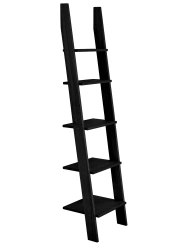 Houten ladderrek ASHME 45x35x180cm, zwart gebeitste es
