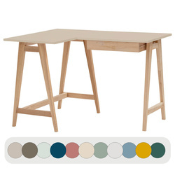 LUKA  Corner Desk W115 x D85cm, Left Side, Brown Beige, Ashwood