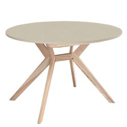 Runder ausziehbarer Esstisch 110 cm Biju Braun Beige Eschenholz