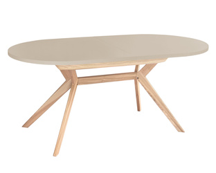 Extendable oval dining table Biju Brown Beige Ashwood