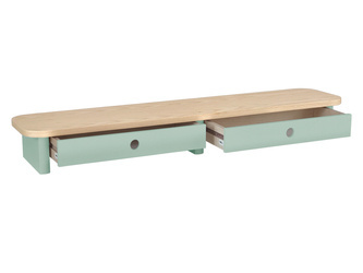 JUBI 109cm Monitor stand with Drawers Ash Sage Green