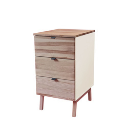 LUKA 3-Drawer Desk Cabinet W41xD50cm Ash Top Chalk White Side
