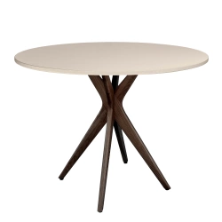 JUBI Ronde Eettafel Ø 90 cm Bruin Beige | Notenhouten poten