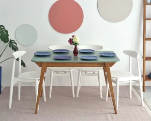 Uitschuifbare eettafel Envelope BOLD 120x80cm, Salie Groen Eik