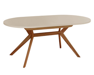 Extendable oval dining table Biju Oak Brown Beige