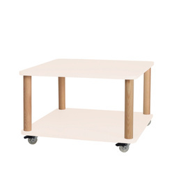 ASHME Coffee Table with Wheels 64x64cm Chalk White