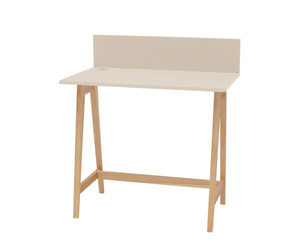 LUKA Writing Desk 85x50cm, Brown Beige, Ashwood