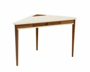 Corner Desk Ashme 114x85x85cm Oak Chalk White