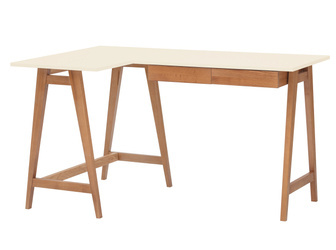 LUKA Corner Desk W 135cm x D 85cm Chalk White Oak Left Side