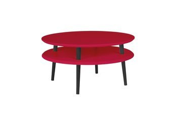 Table basse UFO diam. 70cm x hauteur 35cm - Rouge / Pieds noirs