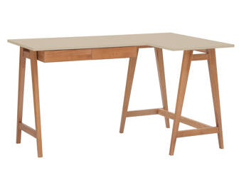 LUKA Corner Desk W 135cm x D 85cm Brown Beige Oak Right Side
