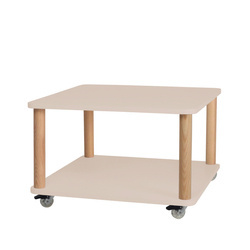 ASHME Couchtisch auf Rollen 64x64cm Braun Beige