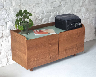 DABI Record Player Sideboard 110cm Oak Sage Green