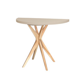 JUBI Halfround Extendable Table diam. 90cm Brown Beige