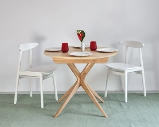 Table à Manger Ronde Extensible JUBI 90cm Frêne