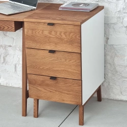 LUKA Armoire de bureau à 3 tiroirs L41xP50cm Chêne Blanc