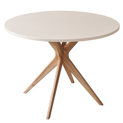 JUBI BOLD Round Dining Table 100cm Brown Beige