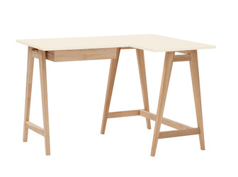 LUKA Ashwood Corner Desk W115cm x D85cm Chalk White Right Side