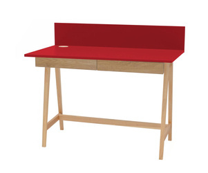 LUKA Ashwood Writing Desk 110x50cm with Drawer / Red