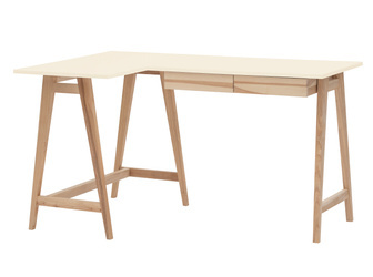 LUKA Ashwood Corner Desk W135 x D85cm Chalk White Left Side