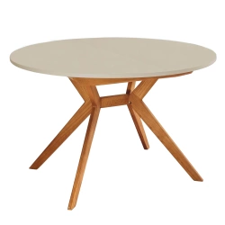 Round extendable dining table 110cm Biju Brown Beige Oak