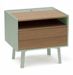 DIAMOND Bedside Table 50x40x47cm Oak Veneer / Sage Green