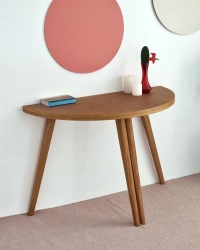 Halfmaan uitschuifbare tafel MAWI Ø110 cm Eiken
