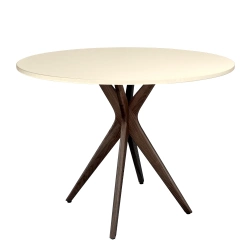 JUBI Ronde Eettafel Ø 90 cm Krijtwit | Notenhouten poten