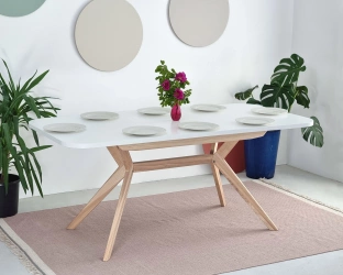 Uitschuifbare eettafel voor 8 personen Biju Wit