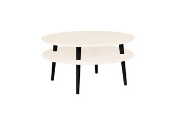 UFO Coffee Table Diam 70cm x Height 35cm Chalk White Black Legs