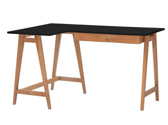 LUKA Corner Desk W 135cm x D 85cm Black Oak Left Side
