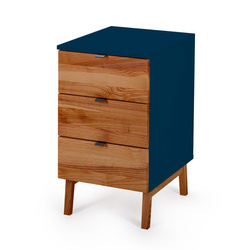 LUKA Schreibtischschrank mit 3 Schubladen B41xT50cm Marineblau Nussbaum
