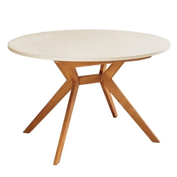 Ronde uitschuifbare eettafel 110 cm Biju Krijtwit Eik