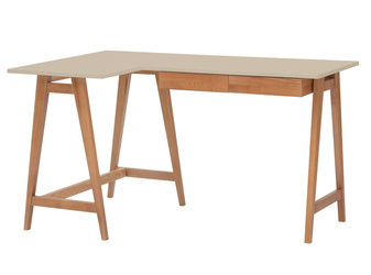 LUKA Corner Desk W 135cm x D 85cm Brown Beige Oak Left Side