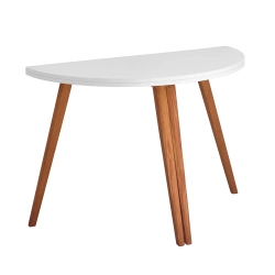 Half moon extendable table MAWI diam. 120cm White, Oak