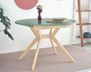 Ronde uitschuifbare eettafel 110 cm Biju Salie Groen Essenhout