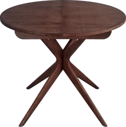 Round extendable walnut dining table JUBI 90cm