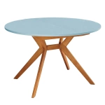 Ronde uitschuifbare eettafel 120 cm Biju Poederblauw Eik