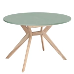 Ronde uitschuifbare eettafel 120 cm Biju Salie Groen Essenhout