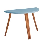 Uitschuifbare halve maan tafel MAWI diameter 110 cm, Poederblauw, eiken